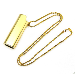 New Hiphop Rap Style Gold Silver Plated Geometric Necklace Men's Alloy <b>Lighter</b> Shell Cover Pendant Necklace Fashion Jewelry - Product Image 4