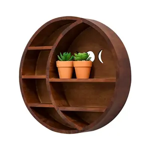 natural color bookcase hot sale round decorative vintage home decor shelves high quality custom with shelves wooden