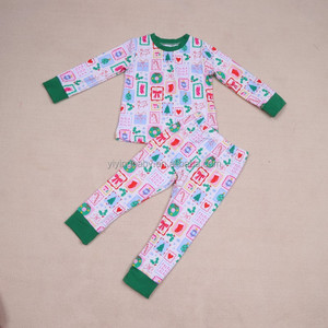 <span class=keywords><strong>Pyjama</strong></span> pour bébé YiYing, 3 mois à 12 ans, <span class=keywords><strong>pyjama</strong></span> pour enfants, filles juniors, Père Noël et sapin de Noël, ensemble 95% bambou - Product Image 4