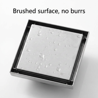 Desagüe de Suelo Invisible para Azulejos 10x10cm, Acero Inoxidable SUS304, Válvula de Latón, Cuadrado, Oculto, Anti-Olor, Garantía de 3 Años