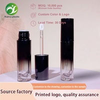 Vente en gros usine – Tube de brillant à lèvres vide de haute qualité 6 ml avec bouchon à vis, flacon d'huile à lèvres dégradé noir, emballage personnalisable avec logo