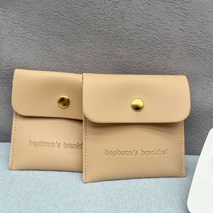 Custom Small Pu Leather Envelope Jewelry Bag and <b>Box</b> with Emboss Logo, Bracelet <b>Earring</b> and Jewelry Package Display. - Product Image 4