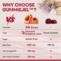 Gomitas de Maca Sin Azúcar Personalizadas, Rellenas de Ashwagandha, Gomitas Naturales para Energía, Apoyo al Estado de Ánimo y al Sistema Inmunológico, Gomitas Veganas de Maca