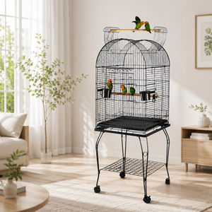 Cage à oiseaux luxueuse avec support, cage élégante pour <span class=keywords><strong>perroquet</strong></span>, cage à oiseaux, cage à canaris avec plateau, bols en acier inoxydable pour cockatiel - Product Image 3