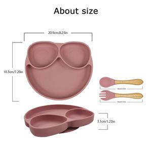 Plats en silicone Plato <span class=keywords><strong>Bebe</strong></span> pour bébé, vaisselle de sevrage en silicone pour nouveau-né, ensemble pour nourrir les enfants, couverts en silicone - Product Image 2