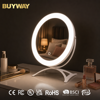 Miroir de maquillage blanc de 25 cm avec éclairage, 74 LED SMD, rotation à 360°, miroir lumineux avec capteur tactile et variateur d'intensité