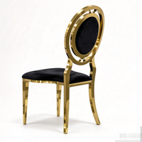 Chaises de banquet empilables de luxe en acier inoxydable doré et velours noir, dernier design