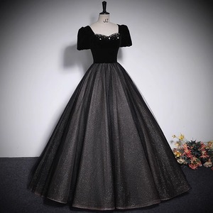 Black Ball Gown Evening Dress Sweetheart Neckline Empire Waist Full Skirt Formal Wear Wedding Party Dress - Product Image 2