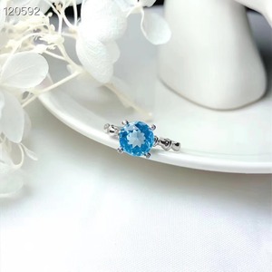 SGARIT Joyería de Plata de Ley 925, Joyería de Moda, Topacio Azul Suizo Natural, Anillo Ajustable, Joyería de Plata Hecha a Mano - Product Image 4