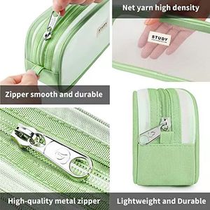 For Hot Sale Large PVC <b>Makeup</b> <b>Bag</b> Clear Mesh Compartment Zipper Closure Customized Pattern Fashion Pencil Pouch Handle for - Product Image 4