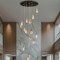 Lustre moderne de luxe en laiton rectangulaire avec cristaux en forme de goutte d'eau, taille moyenne, longue suspension pour hall d'hôtel, restaurant, bar