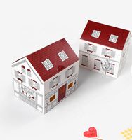 Boîte cadeau créative en forme de maison en matériaux recyclés avec illustration de dessin animé pour l'emballage de bougies, serviettes, bonbons et collations