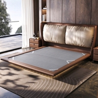 Lit flottant capitonné haut de gamme en cuir souple, lit double pour chambre principale, mobilier de maison