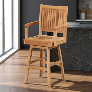 Silla Giratoria de Madera Maciza de Teca de Jepara para Exteriores, Diseño Moderno y Minimalista, Resistente, para Comedor, Jardín, Parque, Patio, Playa y Eventos - Product Image 2
