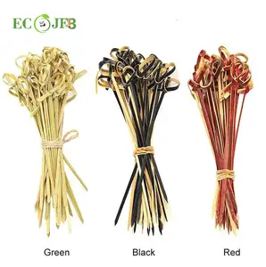 Brochetas de bambú anudadas desechables de 12CM mixtas de 100 piezas * herramientas de barra de Color Verde Negro rojo