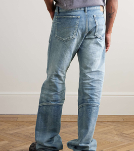 Plus Size <strong>Men's</strong> Straight Leg Jeans Custom Logo Vintage Washed Paneled Breathable Frayed Hem Pre-shrunk Mid Waist Lightweight - Product Image 4