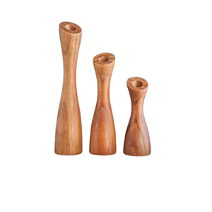 Best Selling <b>Set</b> of Two Hand Carved Mango Wood <b>Candle</b> Holders Home Living Room Wood Candlesticks Wood Pillar <b>Candle</b> Holders - Product Image 6