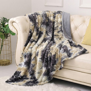 Manta de sofá y cama de felpa de poliéster reversible, ecológica, de doble capa, gruesa, suave, con efecto tie-dye, personalizada - Product Image 1