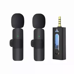 2023 nouveau 1 glisser 2 Microphone Lavalier 2.4GHz 2 en 1 Portable Mini Microphone enregistrement sans fil Microphone pour iPhone