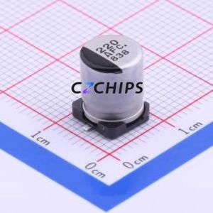 EEEFC1A221P ตัวเก็บประจุอลูมิเนียมอิเล็กโทรลีติค SMD D8xL10.2mm 220uF 20% 10V 337.5mA-120Hz - Product Image 1