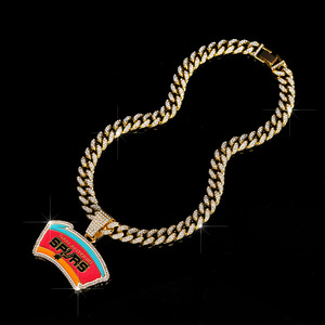 Collar Cubano con Emblema de la Liga de Hockey al por Mayor, Collar de los Campeones de los San Antonio Spurs, Colgante Icy para Joyería Unisex - Product Image 5