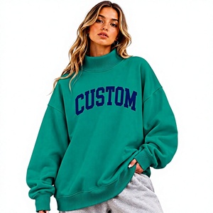 Sweat-shirt surdimensionné à col montant pour femme, personnalisé avec logo, en tissu polaire écologique anti-rétrécissement, de haute qualité - Product Image 1