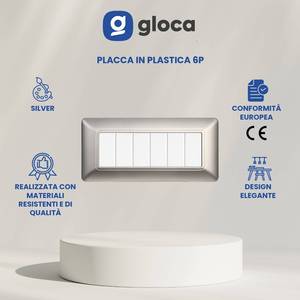 Interruptor de Pared Gloca de 6 Vías, Panel de Plástico Plateado, 2 Piezas, Fácil Instalación - Product Image 3