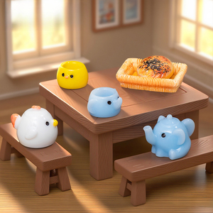 ชุดน้ำชาตุ๊กตาสัตว์น่ารักสไตล์การ์ตูน Weij, ของตกแต่ง DIY, ของประดับเรซิ่นขนาดเล็กสำหรับจัดสวนขนาดจิ๋ว - Product Image 2