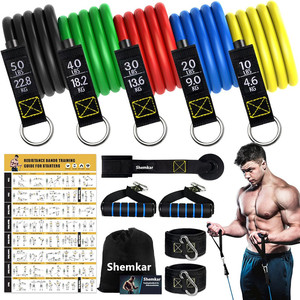 Nhà Máy Bán Chạy nhất 11pcs phụ kiện tập thể dục sức mạnh đào tạo Workout Kit nhà phòng tập thể dục tập thể dục Latex kháng Ống ban nhạc thiết lập - Product Image 1