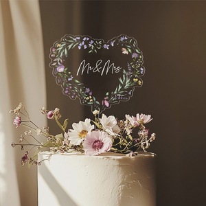 Elegante Adorno Transparente para Pastel con Impresión de <span class=keywords><strong>MR</strong></span> & Mrs/Feliz Cumpleaños, Decoración Acrílica Personalizada para Boda, Aniversario, Cumpleaños, Celebración en Pareja - Product Image 4