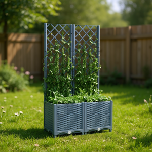 Maceta de Jardín de PP Azul Grisáceo de 31.5x15.7x53.5 Pulgadas con Soporte para Plantas, Macetas de Diseño Moderno para Uso en Jardín - Product Image 2