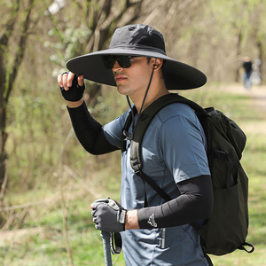 High Quality Non-deformation Metal, Large Brim Bucket Hat Men Women Solar Fan Hat <b>Usb</b> Charging Fan Cooler Hat/ - Product Image 1