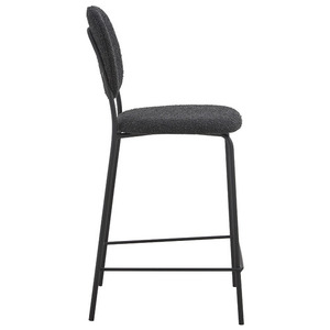 Rembourrage <span class=keywords><strong>de</strong></span> haute qualité pieds en métal noir tabourets <span class=keywords><strong>de</strong></span> <span class=keywords><strong>bar</strong></span> en <span class=keywords><strong>tissu</strong></span> boucle <span class=keywords><strong>gris</strong></span> <span class=keywords><strong>foncé</strong></span> avec dossier arrondi pour réglage <span class=keywords><strong>de</strong></span> cuisine <span class=keywords><strong>de</strong></span> <span class=keywords><strong>bar</strong></span> - Product Image 5