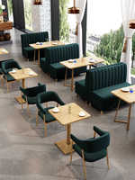 Meubles de restaurant, café commercial, restauration rapide, banc en tissu velours vert, banquette, canapé, table à manger, salon extérieur