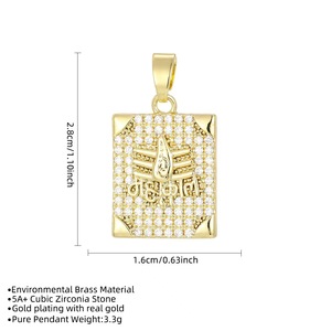 Collier personnalisé avec micro-incrustations de zircone colorée, design tendance, luxe léger, motif trident et icône sainte, très populaire - Product Image 3