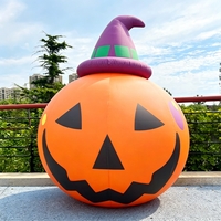 Décoration gonflable géante d'Halloween en forme de citrouille, montgolfière et chapeau de sorcière en tissu Oxford pour événements extérieurs et fêtes dans la cour