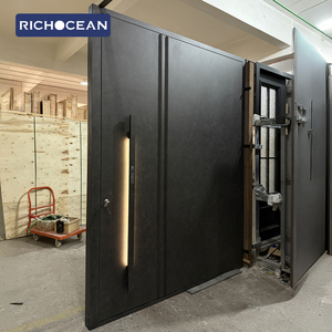 Porte d'entrée pivotante moderne RICHOCEAN en aluminium et <span class=keywords><strong>pierre</strong></span> frittée avec serrure intelligente et plaque de protection – Portes d'entrée avant - Product Image 6