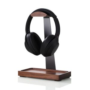 Support pour casque en bois de noyer personnalisé pour <span class=keywords><strong>Airpod</strong></span> Max <span class=keywords><strong>Bose</strong></span> Sennheiser, support pour casque de jeu en bois avec base de rangement - Product Image 1