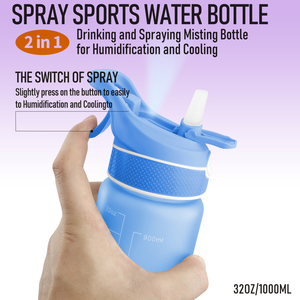 Bouteille d'eau sport à pulvérisation 1000 ml sans BPA 100 % Tritan vierge paroi extra-épaisse sans éclatement résiste au test de chute de 1 m couleur dégradée - Product Image 1