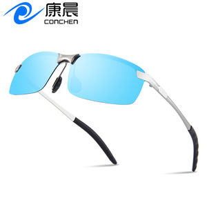 Lunettes de soleil sportives transfrontalières, monture carrée sans cadre, verres polarisés TAC, protection UV400 pour la pêche, la randonnée, le cyclisme et les activités de plein air - Product Image 4