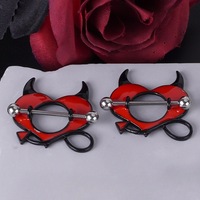 Perhiasan Tindik Puting Baja Anti Karat Halloween dengan Zirkon, Anting Puting, Perhiasan Tindik Tubuh, Barbell Puting, Perhiasan Tindik Puting