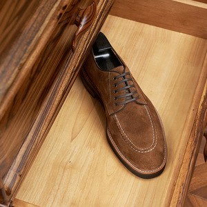 Premium <span class=keywords><strong>scarpe</strong></span> da <span class=keywords><strong>uomo</strong></span> in camoscio autunnale in stile inglese Derby in vera pelle con lacci <span class=keywords><strong>scarpe</strong></span> da sposa in stile punta - Product Image 4