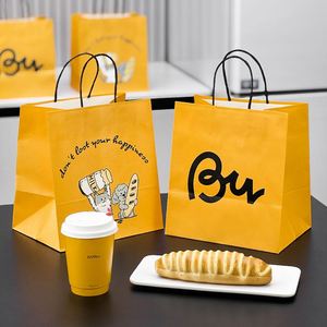 ถุงกระดาษคราฟท์สีน้ำตาลพิมพ์ลายตามสั่ง พร้อมหูหิ้ว สำหรับร้านอาหาร ฟาสต์ฟู้ด ถุงกระดาษสำหรับซื้อกลับบ้าน บรรจุภัณฑ์แบบนำกลับบ้าน โลโก้ส่วนตัว - Product Image 2
