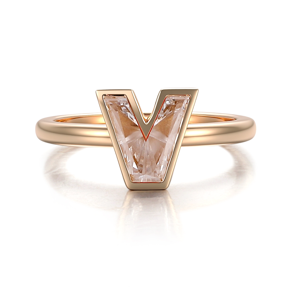 Bague en or massif 14 carats avec diamant de laboratoire