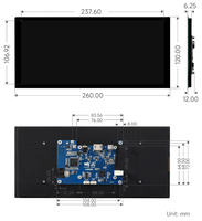 Écran QLED Quantum Dot 10,4 pouces 10.4HP-CAPQLED, tactile capacitif, luminosité 1600*720, verre trempé avec liaison optique, B736