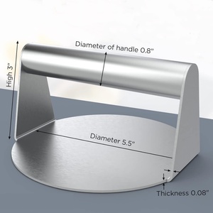Pressa per Hamburger in Acciaio Inox per Piastra, Utensile per Smashburger, Bacon, Carne Macinata, Carne, Salsiccia - Product Image 2