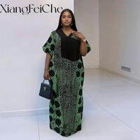 Robe pour femme en polyester imprimé, style ethnique décontracté, tendance 2025, pour les fêtes, style africain, ample, anti-froissement, avec dentelle