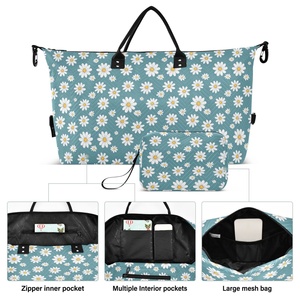 High Quality Daisy Flower Duffel Sports <b>Training</b> Gym <b>Bags</b> Set Custom Print Travel Leisure Fitness Gym <b>Bag</b> and Cosmetic Pouch - Product Image 2
