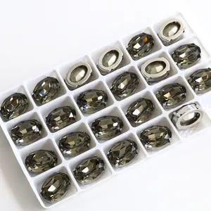 Strass en cristal forme ovale point arrière K9 pierre fantaisie en gros perles de cristal en vrac pour bijoux pendentif accessoires de vêtement