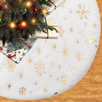 Tapis de sol pour sapin de Noël, écologique, réutilisable, rond, mini, en peluche, motif flocon de neige, décoration de Noël, ornement pour la maison